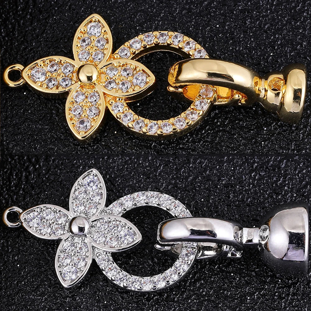 Juya 18K Gold Plated Decorative Connector Fastener Clasps Accessories For DIY Women Needlework Beads Gems Pearls Jewelry Making