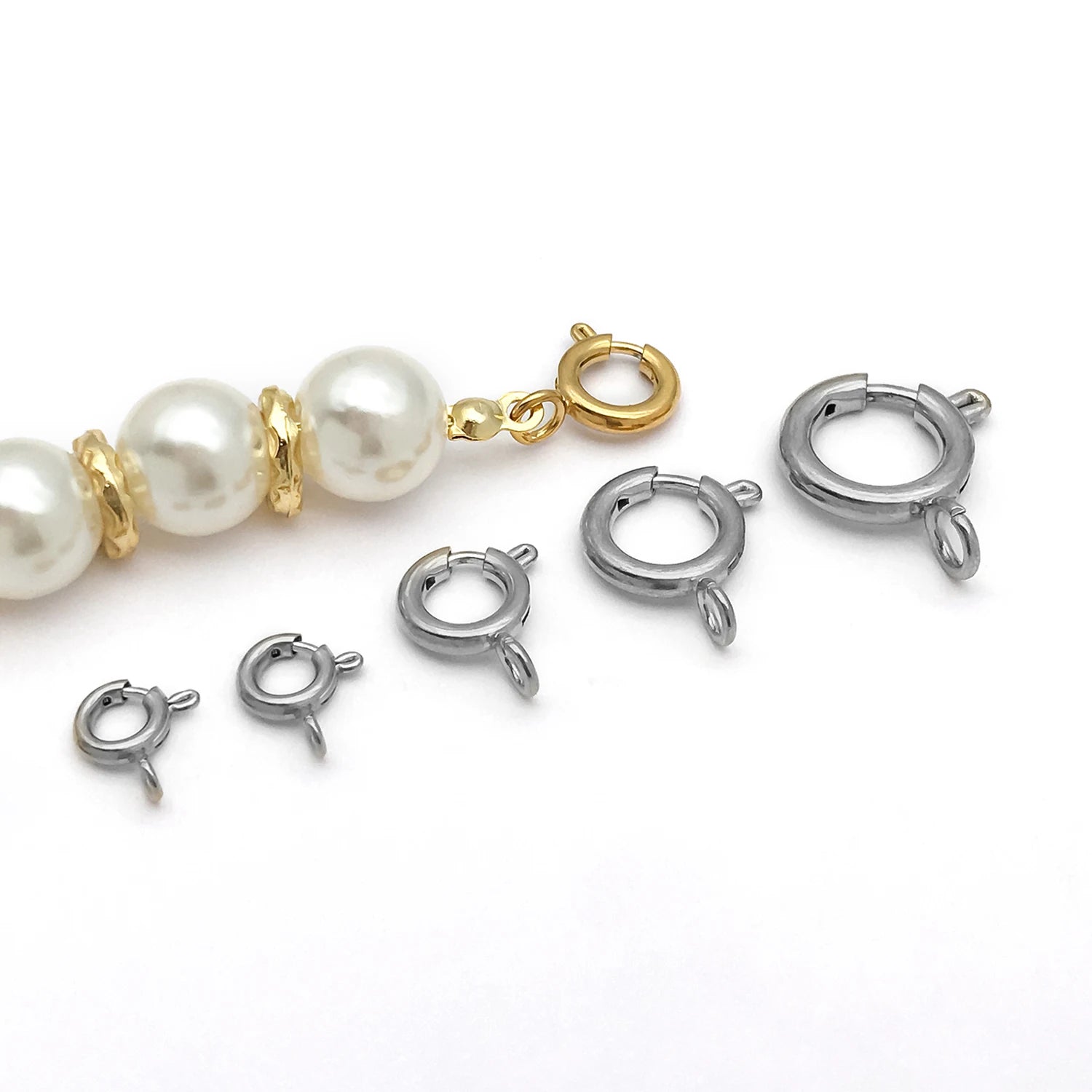 5pcs Stainless Steel Round Claw Spring Hook Clasp Lobster Clasp Connectors for DIY Bracelet Necklace Jewelry Making Accessories