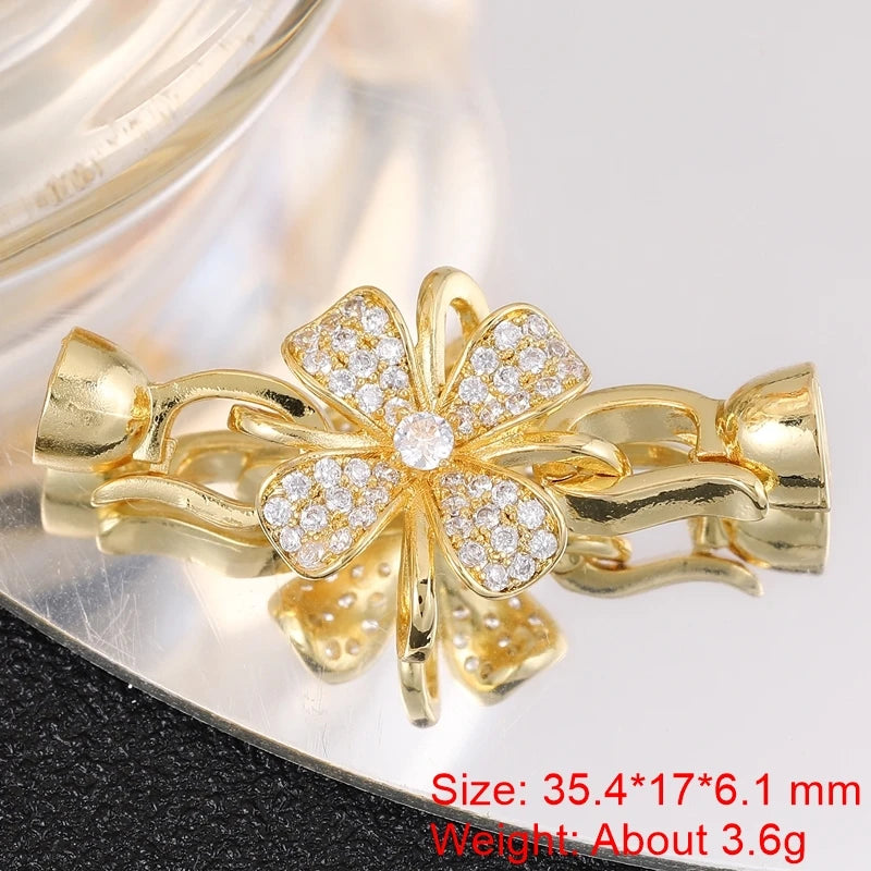 Juya 18K Gold Plated Decorative Connector Fastener Clasps Accessories For DIY Women Needlework Beads Gems Pearls Jewelry Making