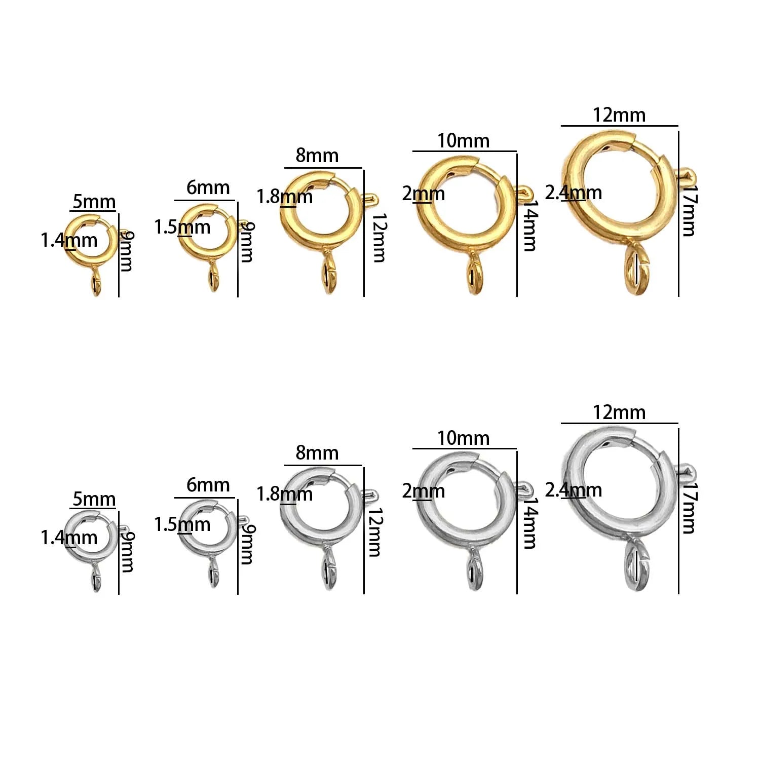 5pcs Stainless Steel Round Claw Spring Hook Clasp Lobster Clasp Connectors for DIY Bracelet Necklace Jewelry Making Accessories