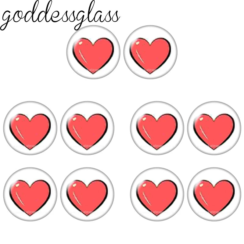 Glass Cartoon Doll round Eyes Heart Pupil Lovely 10pcs 12mm/18mm/20mm/25mm Round cabochon flat back Making findings Jewelry