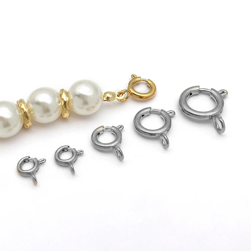 5pcs Stainless Steel Round Claw Spring Hook Clasp Lobster Clasp Connectors for DIY Bracelet Necklace Jewelry Making Accessories