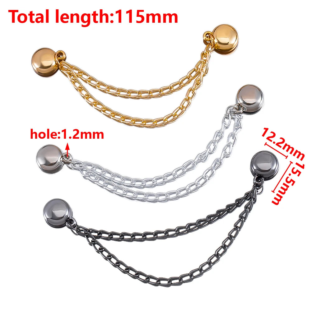 1pc 2pcs 4pcs 8pcs Tuck Waist Design Metal Chain Magnetic Buckle Long Pant Sleeve Shorten Free-suturing Fixed Alloy Brooch Strap