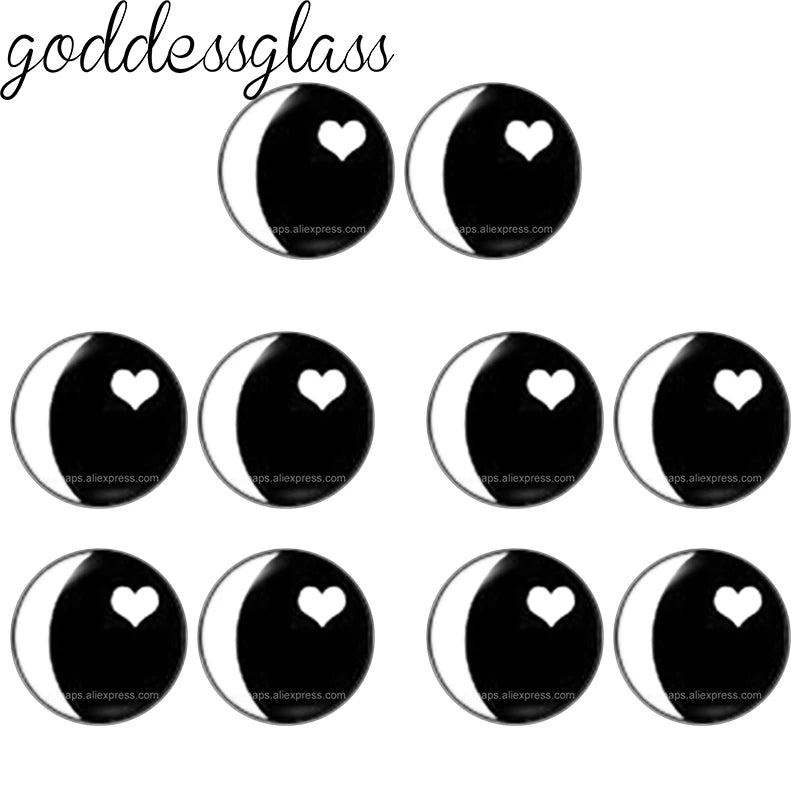 Glass Cartoon Doll round Eyes Heart Pupil Lovely 10pcs 12mm/18mm/20mm/25mm Round cabochon flat back Making findings Jewelry