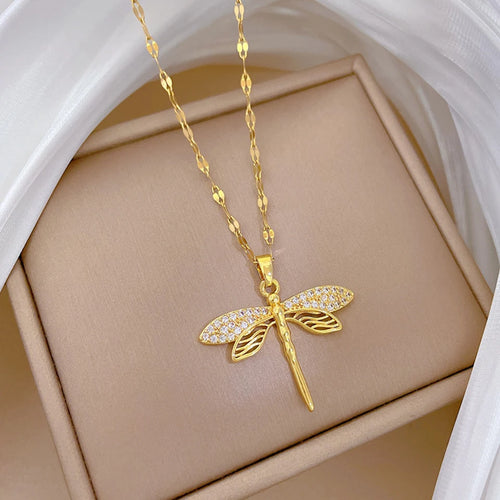 ZAKOL Classic Gold Color Stainless Steel Necklace For Women Shiny