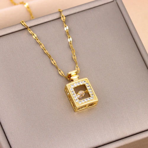 ZAKOL Classic Gold Color Stainless Steel Necklace For Women Shiny