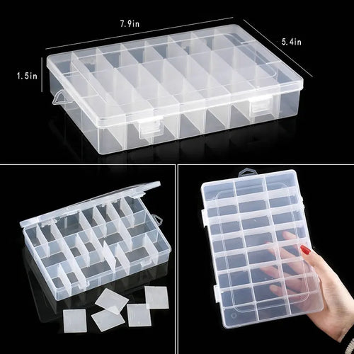 Transparent Plastic Storage Jewelry Box Compartment Adjustable