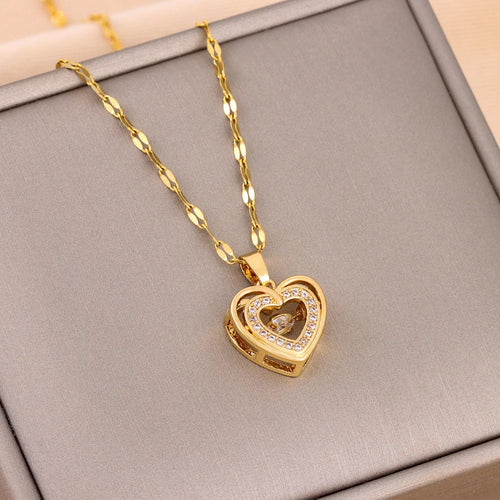 ZAKOL Classic Gold Color Stainless Steel Necklace For Women Shiny