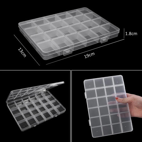 Transparent Plastic Storage Jewelry Box Compartment Adjustable