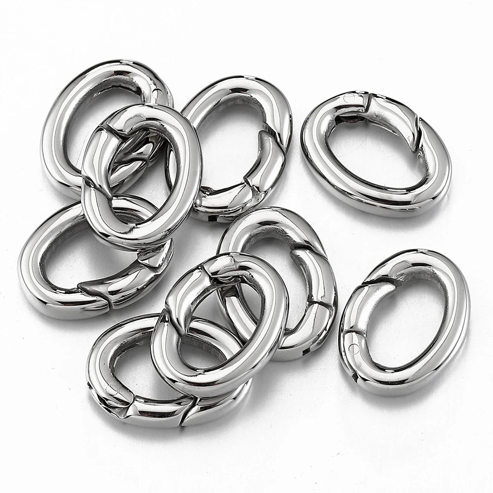 2pcs/1pc Stainless Steel Spring Lobster Clasp Oval Connector for Keychain Keyring Polishing Ring Carabiner Jewelry Making DIY