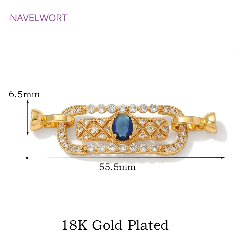 Luxury 18K Gold Plated Connectors Clasps,With Zircon Locks Clasps,Fasteners For Bracelet,DIY Necklaces Jewelry Making Findings