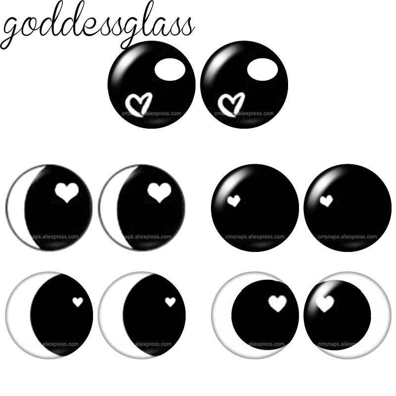 Glass Cartoon Doll round Eyes Heart Pupil Lovely 10pcs 12mm/18mm/20mm/25mm Round cabochon flat back Making findings Jewelry