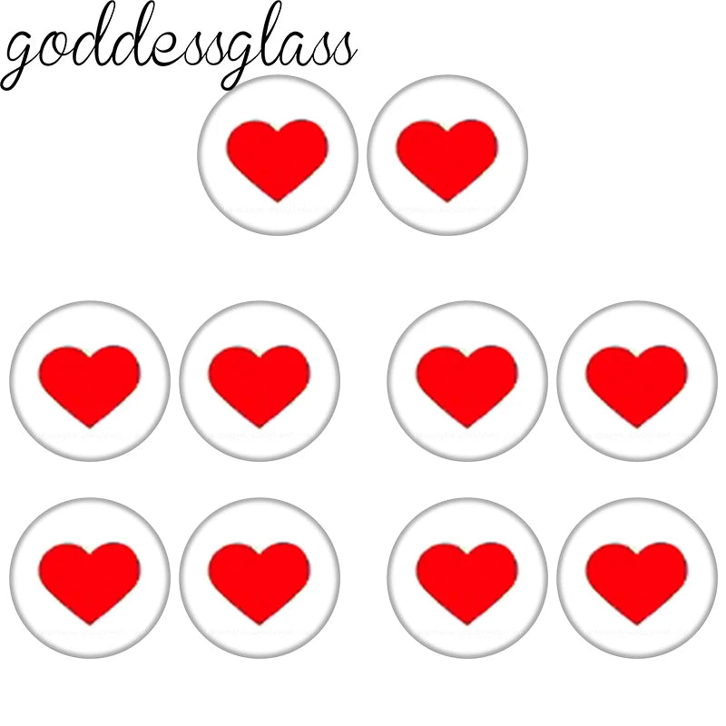 Glass Cartoon Doll round Eyes Heart Pupil Lovely 10pcs 12mm/18mm/20mm/25mm Round cabochon flat back Making findings Jewelry