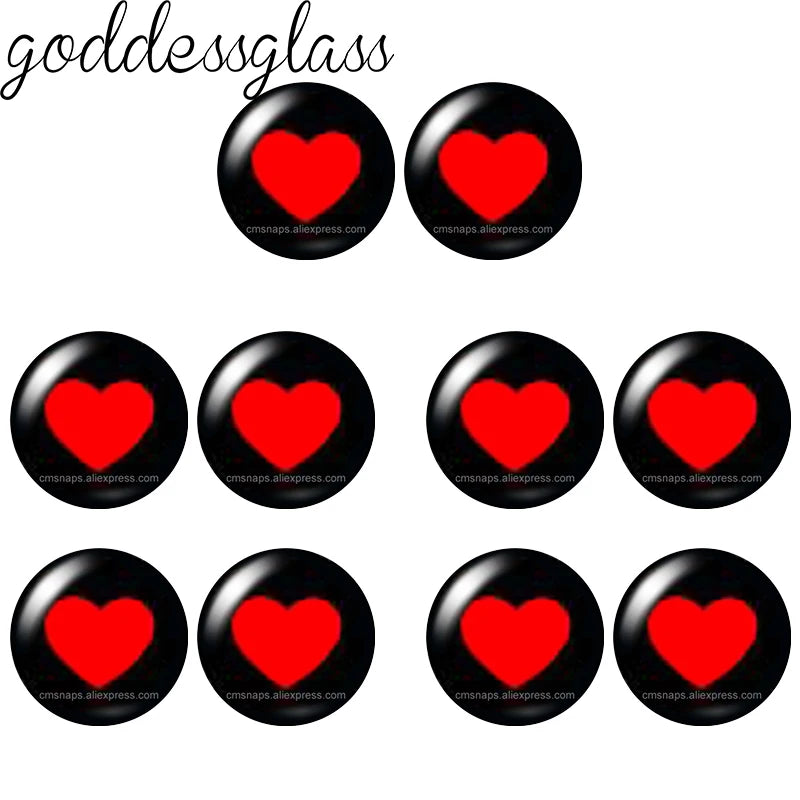 Glass Cartoon Doll round Eyes Heart Pupil Lovely 10pcs 12mm/18mm/20mm/25mm Round cabochon flat back Making findings Jewelry