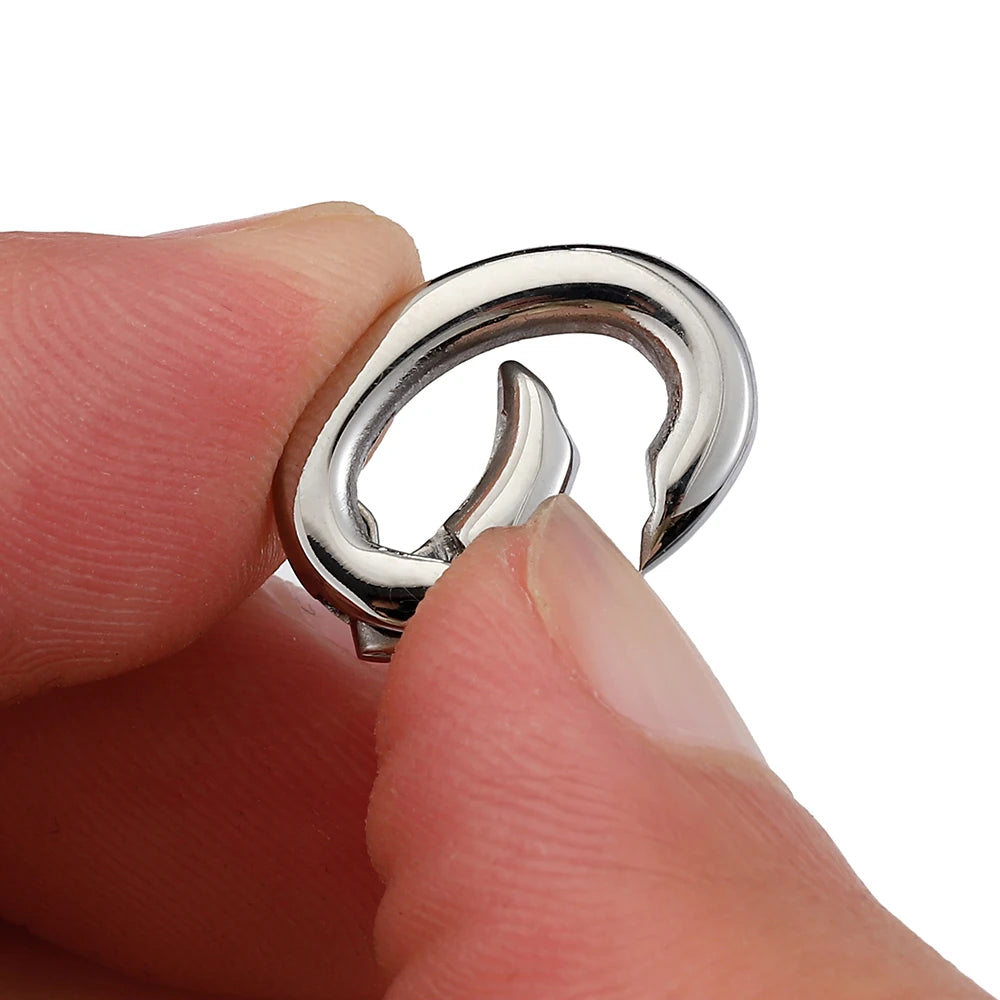 2pcs/1pc Stainless Steel Spring Lobster Clasp Oval Connector for Keychain Keyring Polishing Ring Carabiner Jewelry Making DIY