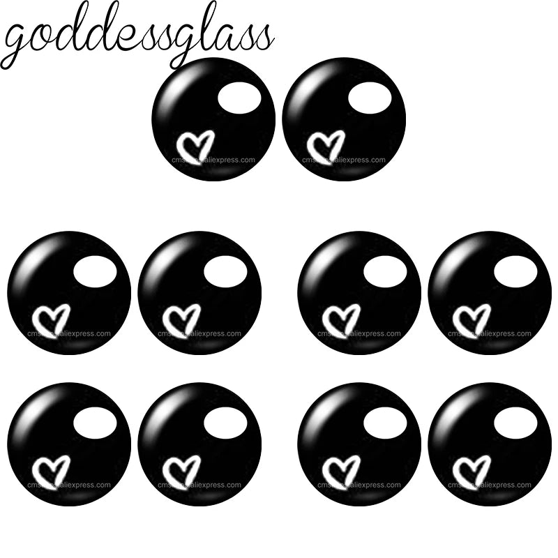 Glass Cartoon Doll round Eyes Heart Pupil Lovely 10pcs 12mm/18mm/20mm/25mm Round cabochon flat back Making findings Jewelry
